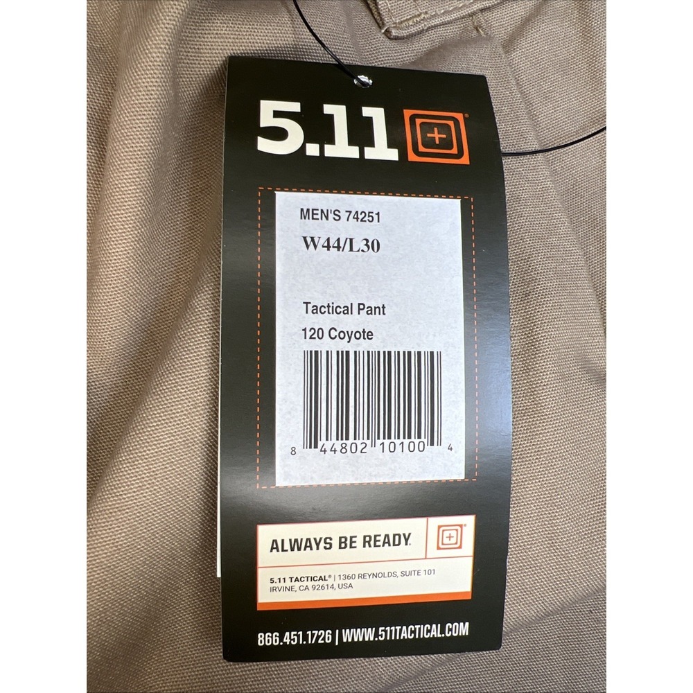 5.11 Tactical Cargo Pants 44x30ā Beige 74251 Cotton Elastic Waist Knee Pad Ready - Picture 7 of 16